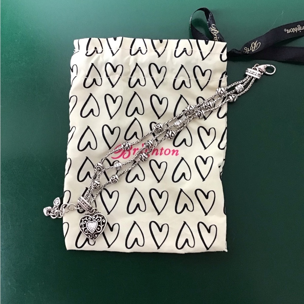 Brighton 3 Strand Silver & Crystal Heart Bracelet